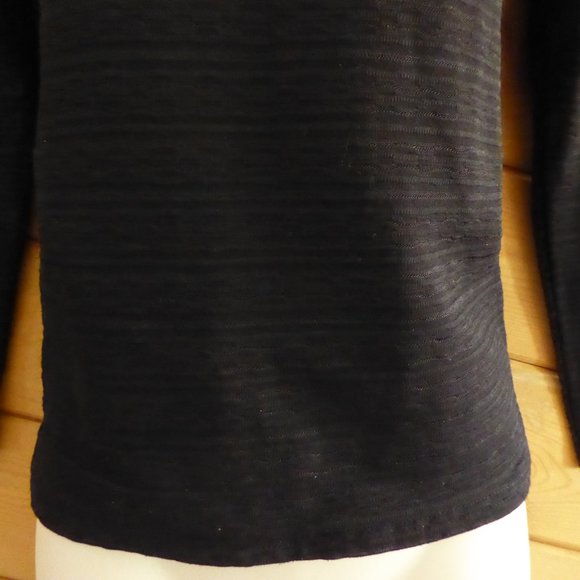 STRIPE Rayure Paris Black 3/4 sleeved V-Neck Crop Office Formal Pullover Top S - Picture 6 of 10